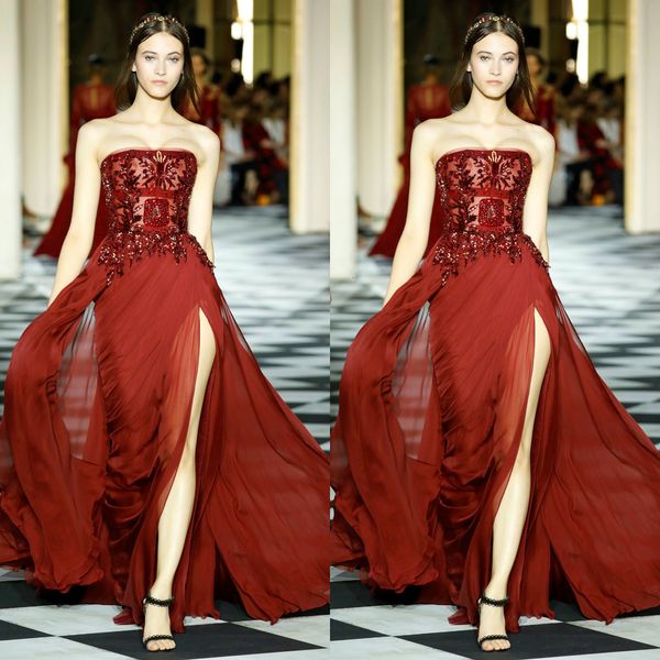 zuhair murad strapless prom dresses side split crystals sequins chiffon evening party gowns arabic dubai cocktail dress robes de soirée, Black
zuhair murad strapless prom dresses side split crystals sequins chiffon evening party gowns arabic dubai cocktail dress robes de soirée, Black