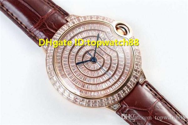 

42mm ballon bleu de hpi00511 watch diamond wristwatches swiss 9015 automatic 28800 vph 18k rose gold 316l steel case sapphire crystal, Slivery;brown