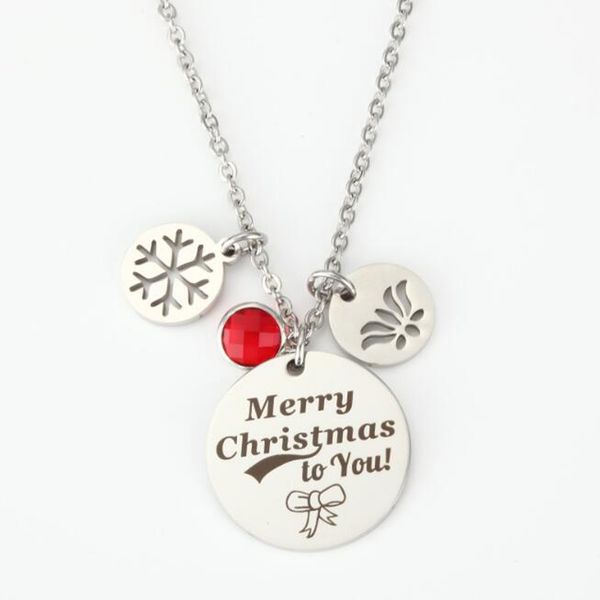 round pendant necklace 'merry christmas to you' stainless steel necklace snowflake birthstone charm necklace women jewelry gifts, Silver
round pendant necklace 'merry christmas to you' stainless steel necklace snowflake birthstone charm necklace women jewelry gifts, Silver