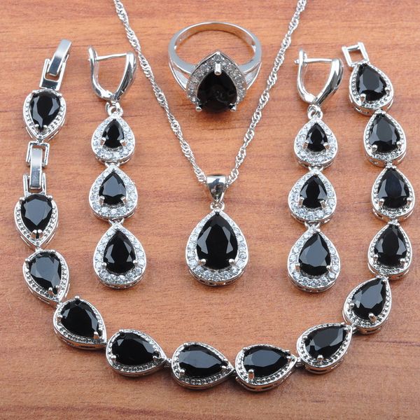 exclusive 925 sterling silver jewelry set water drop design black zirconia for women wedding jewelry gift js0183, Slivery;golden
exclusive 925 sterling silver jewelry set water drop design black zirconia for women wedding jewelry gift js0183, Slivery;golden