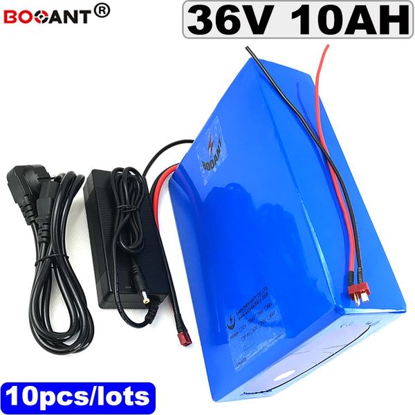 Image of Wholesale 10pcs/Lot 36V 10AH E-bike Lithium Battery 18650 cell 36V 500W Electric Scooter Battery with 2A Charger Free Shipping