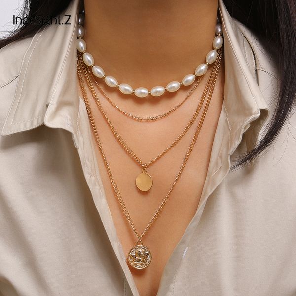 ingesight.z bohemia multi layer imitation pearl choker necklace collar punk angel carved coin pendant necklace for women jewelry, Silver
ingesight.z bohemia multi layer imitation pearl choker necklace collar punk angel carved coin pendant necklace for women jewelry, Silver