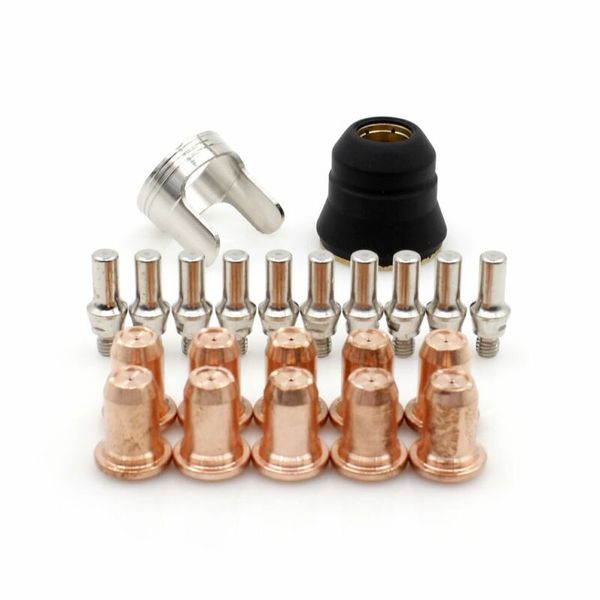 22pcs plasma cutting torch electrode + nozzle +shield + stand-off 52582 electorde 51312 tip 0.9mm for pt40 pt60 ipt-60
22pcs plasma cutting torch electrode + nozzle +shield + stand-off 52582 electorde 51312 tip 0.9mm for pt40 pt60 ipt-60