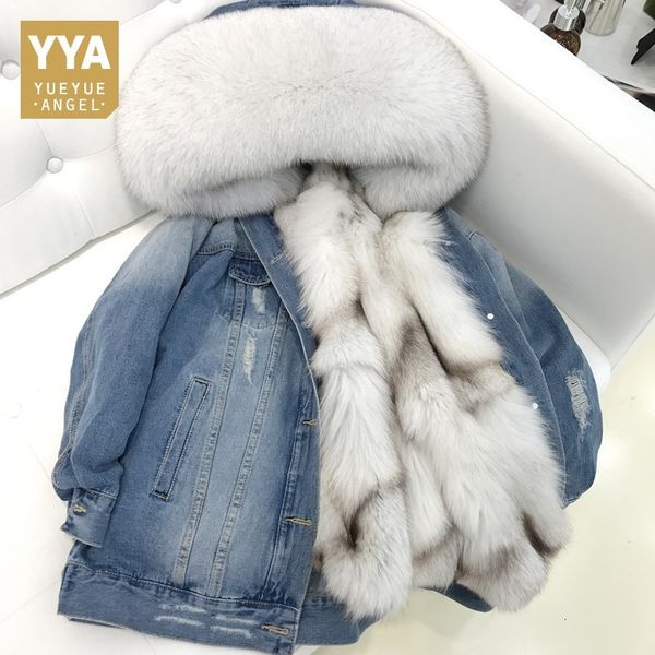 womens long fur coats real fur lining warm denim coat female casual single breasted hooded jean outerwear, Black
womens long fur coats real fur lining warm denim coat female casual single breasted hooded jean outerwear, Black