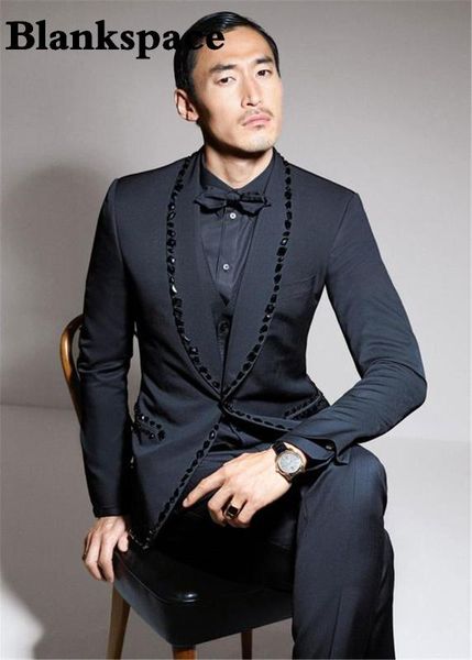 2020 latest coat pant designs black rhinestone men suit slim fit skinny 2 piece tuxedo custom prom suits groom blazer masculino, White;black
2020 latest coat pant designs black rhinestone men suit slim fit skinny 2 piece tuxedo custom prom suits groom blazer masculino, White;black