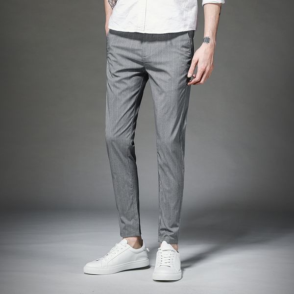 men's suit pants summer 2019 slim striped pants micro stretch small leg loose casual personalized men's wear, White;black
men's suit pants summer 2019 slim striped pants micro stretch small leg loose casual personalized men's wear, White;black