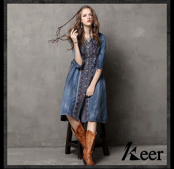 spring casual dresses plus size denim skirt national wind embroidery drawstring sleeve dresss spcial design 2021, Black;gray
spring casual dresses plus size denim skirt national wind embroidery drawstring sleeve dresss spcial design 2021, Black;gray