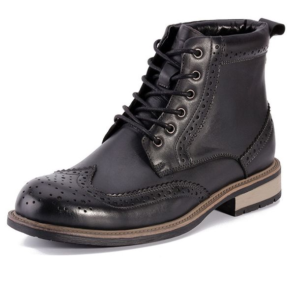 brogue carved shoes men lace up casual genuine leather ankle boots high work botas hombre chaussure, Black
brogue carved shoes men lace up casual genuine leather ankle boots high work botas hombre chaussure, Black