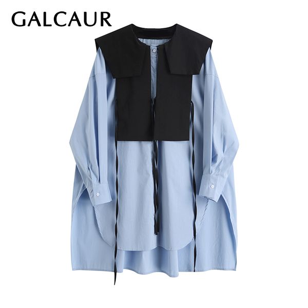 galcaur patchwork hit color women's shirt lapel collar long sleeve large size loose casual lace up korean blouse female new 2020, White
galcaur patchwork hit color women's shirt lapel collar long sleeve large size loose casual lace up korean blouse female new 2020, White