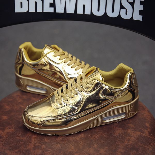 2019 fashion men sneakers absorption patent leather men shoes thick soled flats shoes casual for youth, Black
2019 fashion men sneakers absorption patent leather men shoes thick soled flats shoes casual for youth, Black