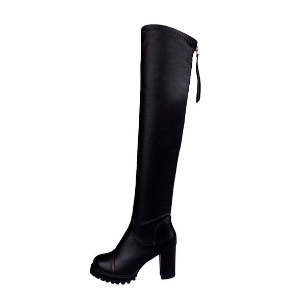 women boots fashion leather over knee boots women toe elastic stretch thick heel outdoor motorcycle street girls 19aug8, Black
women boots fashion leather over knee boots women toe elastic stretch thick heel outdoor motorcycle street girls 19aug8, Black