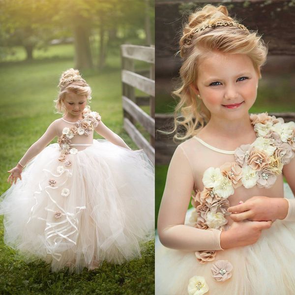 ball gown flower girls dresses jewel long sleeve hand made flower beads tiered tulle pageant dress knee-length custom made girls party gown, White;blue
ball gown flower girls dresses jewel long sleeve hand made flower beads tiered tulle pageant dress knee-length custom made girls party gown, White;blue