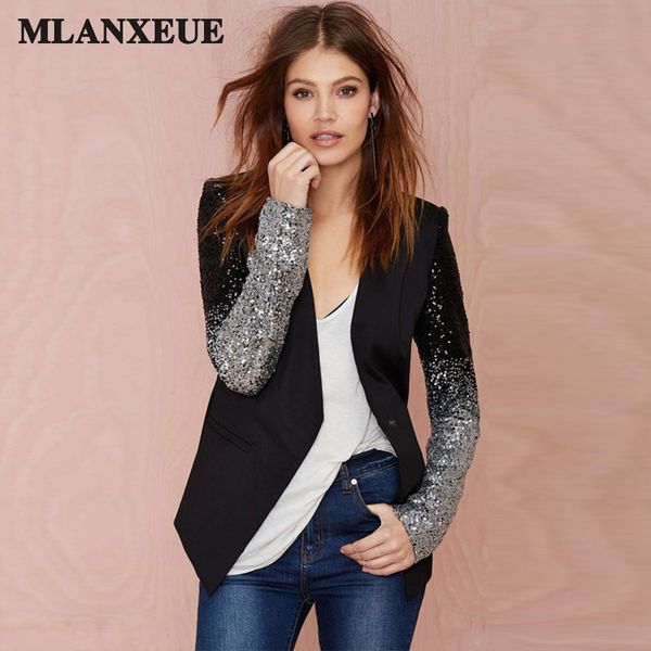 fashion party slim jacket women 2017 autumn black lady coat sequins woman's coat stitching plus size casaco feminino, Black;brown
fashion party slim jacket women 2017 autumn black lady coat sequins woman's coat stitching plus size casaco feminino, Black;brown