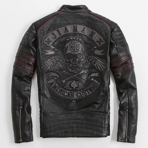 men black bike skull embroidery leather motorcycle jacket real thick cowhide slim fit russian leather coat plus size xxxxl
men black bike skull embroidery leather motorcycle jacket real thick cowhide slim fit russian leather coat plus size xxxxl