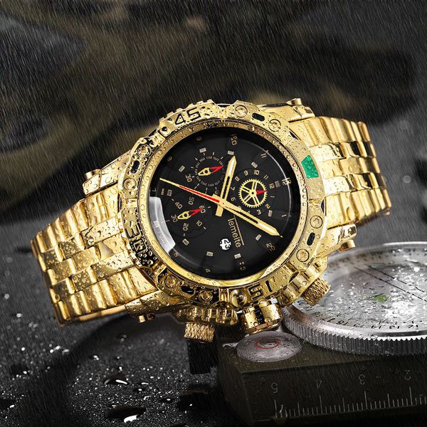 temeite creative golden men quartz wristwatches 3d dial design full steel calendar waterproof big watches brand luxury clock c19041601, Slivery;brown
temeite creative golden men quartz wristwatches 3d dial design full steel calendar waterproof big watches brand luxury clock c19041601, Slivery;brown