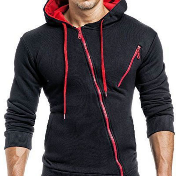 fashionable diagonal zipper up men casual cardigan fitness hooded sweatshirt long sleeve coat hoodie jumper outwear teens jacket, Black
fashionable diagonal zipper up men casual cardigan fitness hooded sweatshirt long sleeve coat hoodie jumper outwear teens jacket, Black
