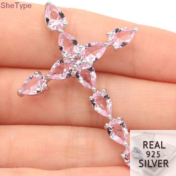 shetype 5.8g long cross pink kunzite gift for man 925 solid sterling silver pendant 51x35mm
shetype 5.8g long cross pink kunzite gift for man 925 solid sterling silver pendant 51x35mm