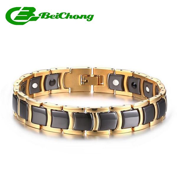 beichong black/gold ceramic bracelet magnetic stone therapy health stainless steel bracelets men's jewelry 21*12 mm pulseras, Golden;silver
beichong black/gold ceramic bracelet magnetic stone therapy health stainless steel bracelets men's jewelry 21*12 mm pulseras, Golden;silver
