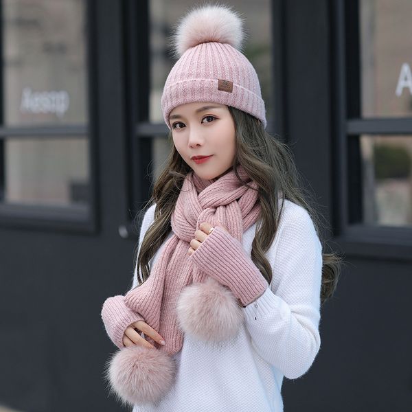 fashion-winter hats for women's hat scarf glove set 3 piece sets fashion pom pom cap gorros bonnet beanie skullies, Blue;gray
fashion-winter hats for women's hat scarf glove set 3 piece sets fashion pom pom cap gorros bonnet beanie skullies, Blue;gray
