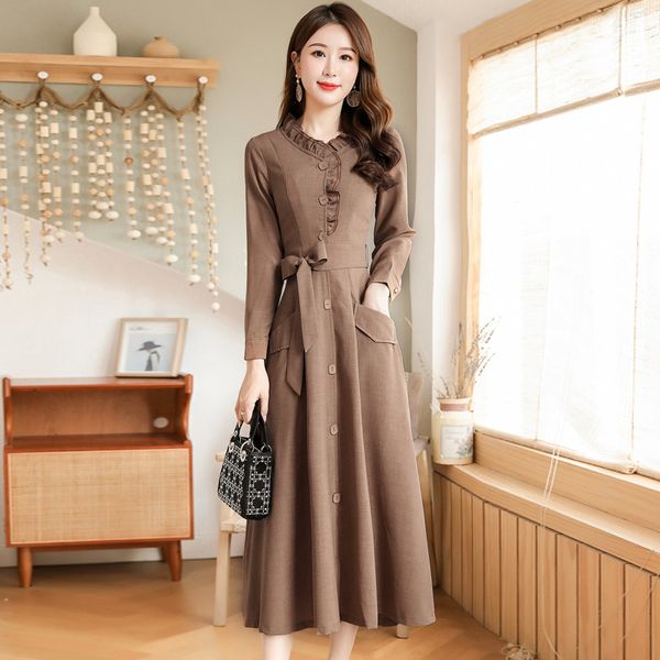 autumn dress, 2019 new dress, fashion korean linen slim long sleeve cotton and linen dress, Black;gray
autumn dress, 2019 new dress, fashion korean linen slim long sleeve cotton and linen dress, Black;gray