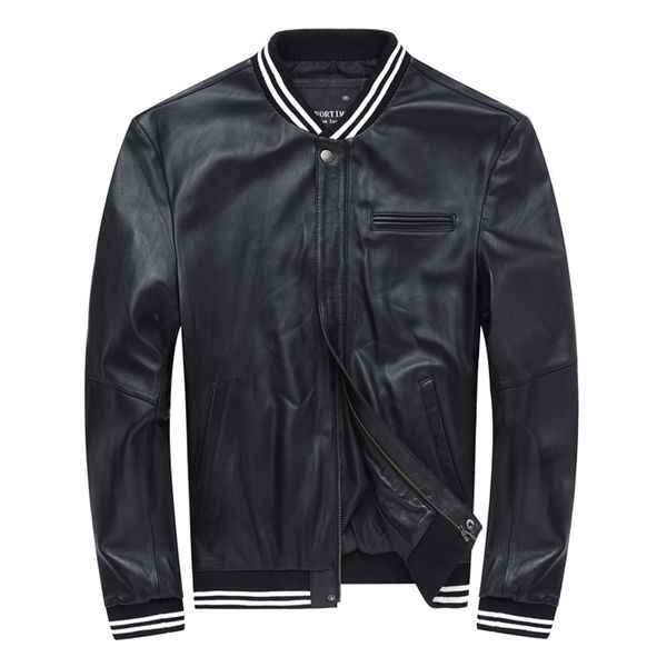 2018 new men's casual clothing mens genuine leather jackets male black sheepskin baseball overcoats windbreaker ing
2018 new men's casual clothing mens genuine leather jackets male black sheepskin baseball overcoats windbreaker ing