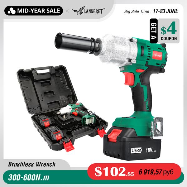 lanneret 18v brushless cordless impact electric wrench 300-600n.m torque household car/suv wheel 1/2" socket wrench power tool
lanneret 18v brushless cordless impact electric wrench 300-600n.m torque household car/suv wheel 1/2" socket wrench power tool