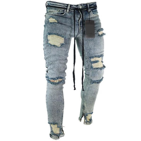 european american fashion streetwear men's jeans skinny fit destroyed ripped jeans broken punk pants homme hip hop men, Blue
european american fashion streetwear men's jeans skinny fit destroyed ripped jeans broken punk pants homme hip hop men, Blue