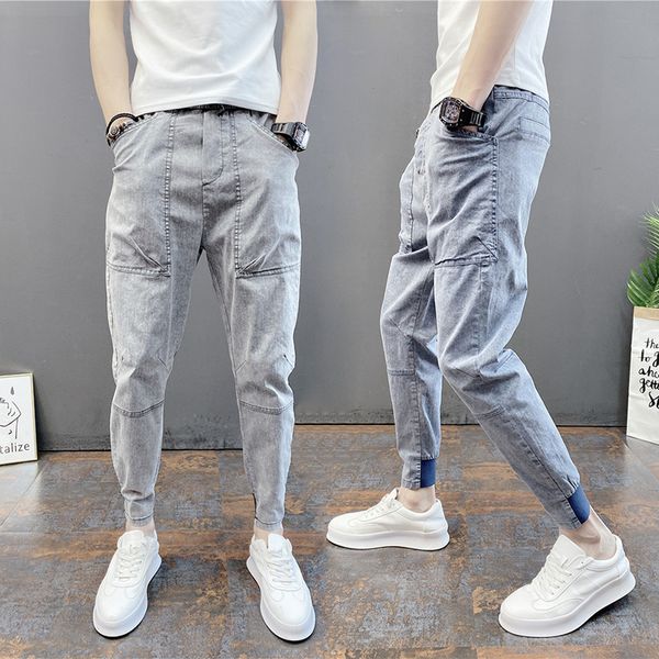 men's jeans summer thin small foot casual solid color elastic leggings harem capris pants, Blue
men's jeans summer thin small foot casual solid color elastic leggings harem capris pants, Blue