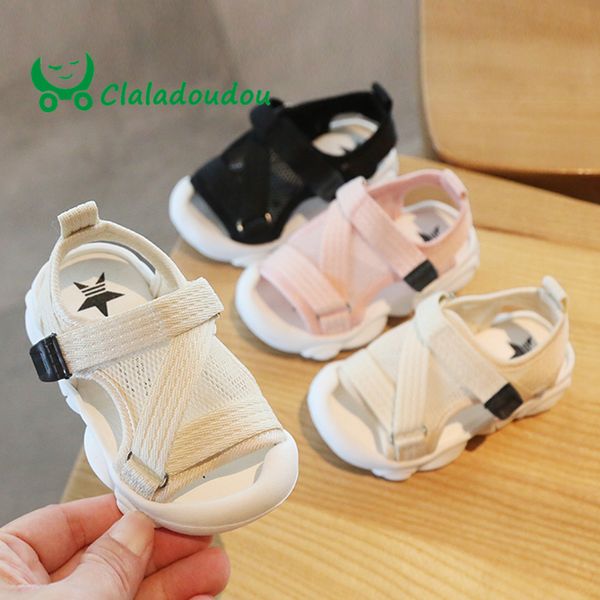 claladoudou 12-16cm детские сандалии сетки дышащие ребёнки hollow pure сандалии закрытый носок infant партии soft квартиры ходунки t200703, Black;red