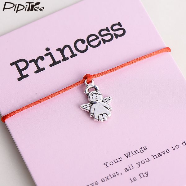 pipitree lovely princess angel charm bracelet femme lucky red string bracelets jewelry gift for women children adjustable, Golden;silver
