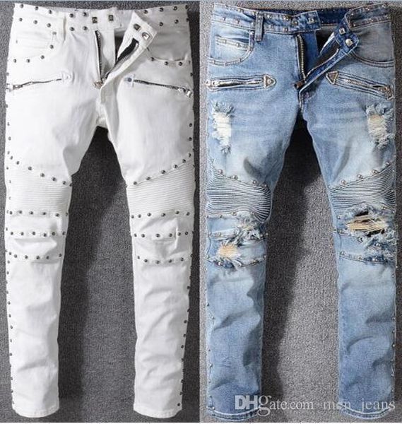 street trend new punk style rivet jeans mens slim feet straight trousers designer brand apparel pants fashion pants, Blue
street trend new punk style rivet jeans mens slim feet straight trousers designer brand apparel pants fashion pants, Blue