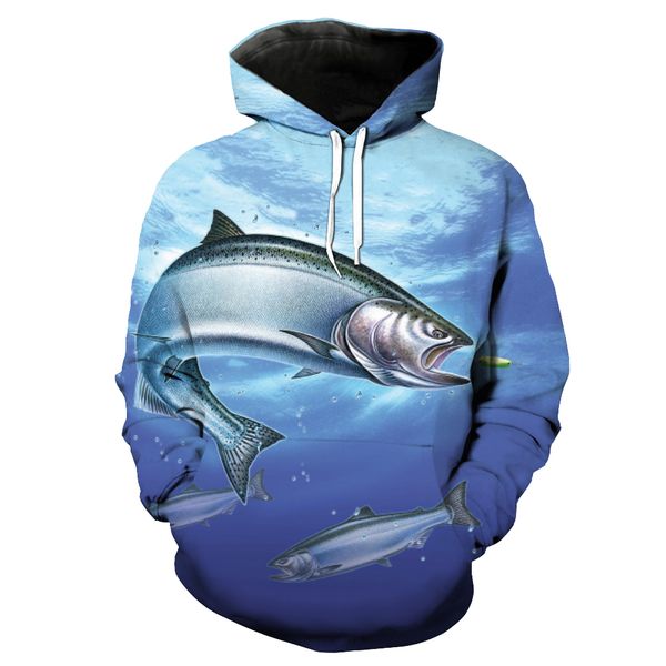 blue ocean fish print fashion hooded sweatshirt men sportswear us size, Black 
blue ocean fish print fashion hooded sweatshirt men sportswear us size, Black