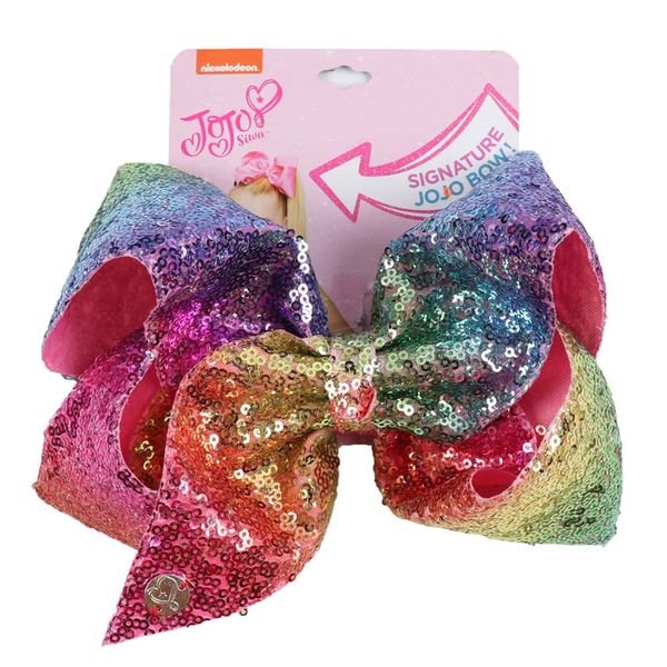 8" sequin rainbow jojo siwa bow with hair clip for girls kids handmade boutique knot jumbo hair bow hairgrips accessories, Slivery;white
8" sequin rainbow jojo siwa bow with hair clip for girls kids handmade boutique knot jumbo hair bow hairgrips accessories, Slivery;white