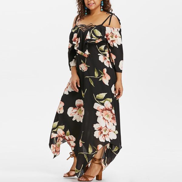 women dresses women clothes women fashion dress plus size ladies lace up maxi 1 sleeve flowing floral print dress strap shoulder, Black;gray
women dresses women clothes women fashion dress plus size ladies lace up maxi 1 sleeve flowing floral print dress strap shoulder, Black;gray