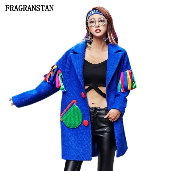 women autumn winter thick warm blue woolen coat fashion tassel pockets parkas female new plus size personality wool jacket jq493, Black
women autumn winter thick warm blue woolen coat fashion tassel pockets parkas female new plus size personality wool jacket jq493, Black