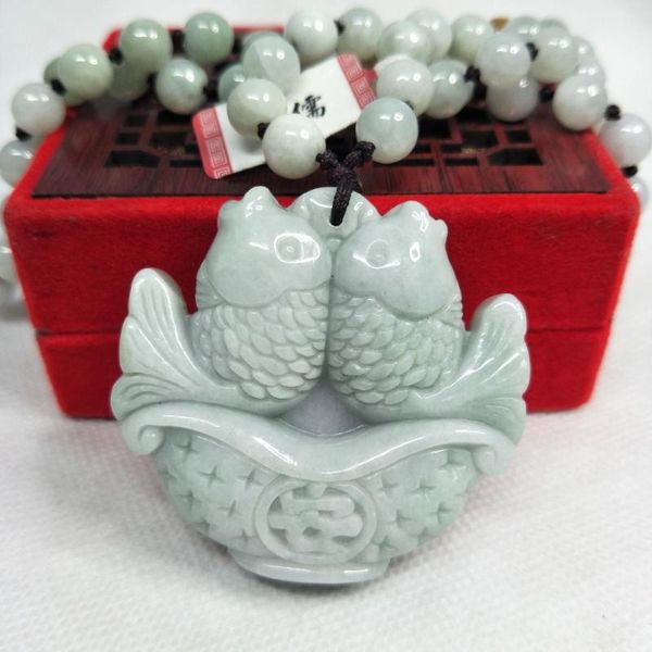 zhe ru jewelry pure natural jadeite light green big pisces pendant tricolor jade bead necklace send a certificate, Silver
zhe ru jewelry pure natural jadeite light green big pisces pendant tricolor jade bead necklace send a certificate, Silver