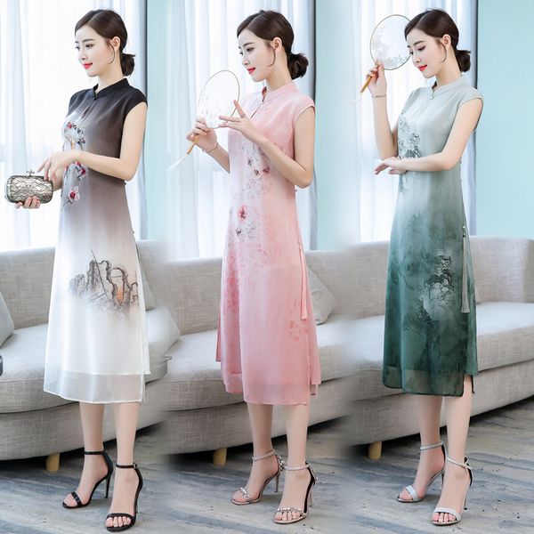 2019 women elegant chinese traditional dress chiffon cheongsam female lady wedding sleeveless qipao floral print, Red
2019 women elegant chinese traditional dress chiffon cheongsam female lady wedding sleeveless qipao floral print, Red