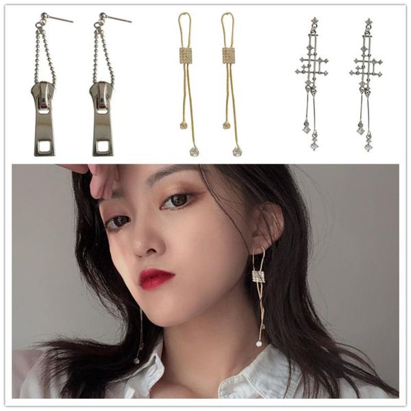 timlee e034 temperamental geometry zipper rhinestone alloy long dangle earrings fashion accessories wholesale, Silver
timlee e034 temperamental geometry zipper rhinestone alloy long dangle earrings fashion accessories wholesale, Silver