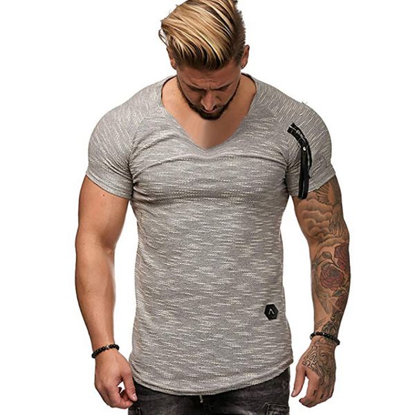 men short sleeves t-shirts v neck slim fit arm zipper pullover for summer xrq88, White;black
men short sleeves t-shirts v neck slim fit arm zipper pullover for summer xrq88, White;black