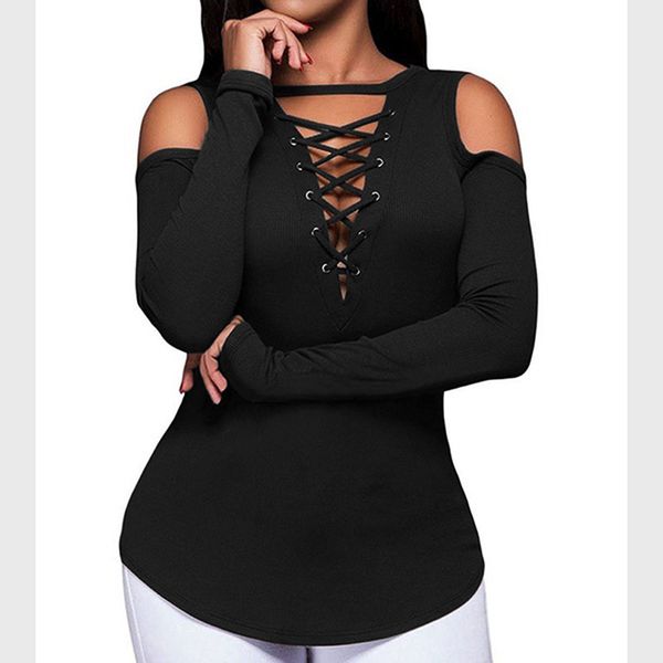 fashion women long sleeve t-shirt v neck loose casual autumn s to 2xl female t-shirt for women cross bandage, White
fashion women long sleeve t-shirt v neck loose casual autumn s to 2xl female t-shirt for women cross bandage, White