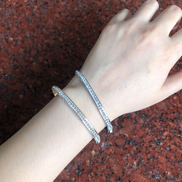 cute three sides rhinestone gold bangle for women stainless steel cuff bangle bracelet wristband jewelry crystal accessories, Black
cute three sides rhinestone gold bangle for women stainless steel cuff bangle bracelet wristband jewelry crystal accessories, Black