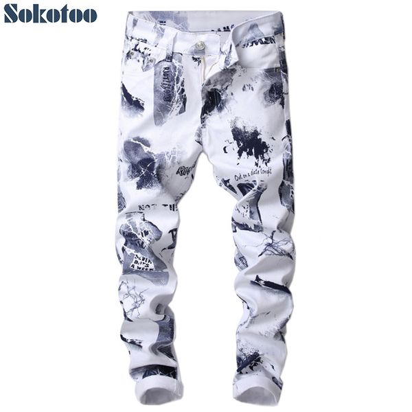 sokotoo men's fashion white painted 3d printed jeans slim fit stretch denim skinny pants, Blue
sokotoo men's fashion white painted 3d printed jeans slim fit stretch denim skinny pants, Blue