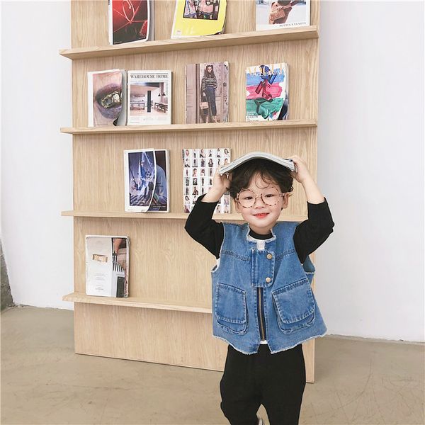 spring new arrival korean style cotton for cool cute baby girls and boys pure color fashion loose denim vest coat with pockets, Blue
spring new arrival korean style cotton for cool cute baby girls and boys pure color fashion loose denim vest coat with pockets, Blue