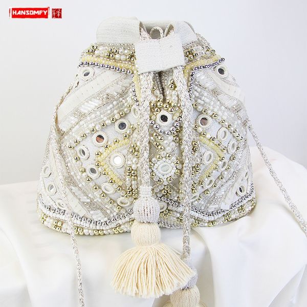 fahsion diamond bag women bag white pearl big shoulder ladies drawstring bucket soft polyester hand beaded
fahsion diamond bag women bag white pearl big shoulder ladies drawstring bucket soft polyester hand beaded