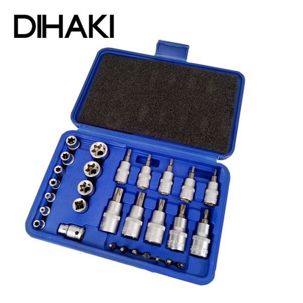 30pcs/set cr-v star torx sockets set bit male female e t sockets ratchet screwdriver bit tools set for mechanics security repair
30pcs/set cr-v star torx sockets set bit male female e t sockets ratchet screwdriver bit tools set for mechanics security repair