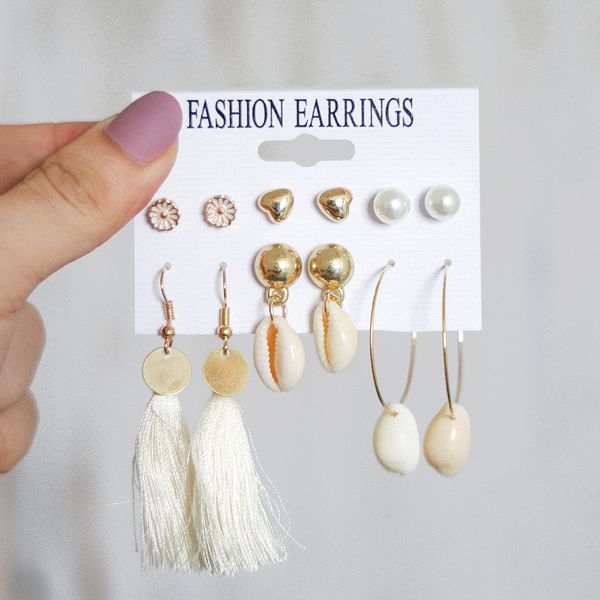 bohemian women earrings flower heart pearl flake shell fringe pendant gold stud earring set simple birthday party girl jewelry, Golden;silver
bohemian women earrings flower heart pearl flake shell fringe pendant gold stud earring set simple birthday party girl jewelry, Golden;silver