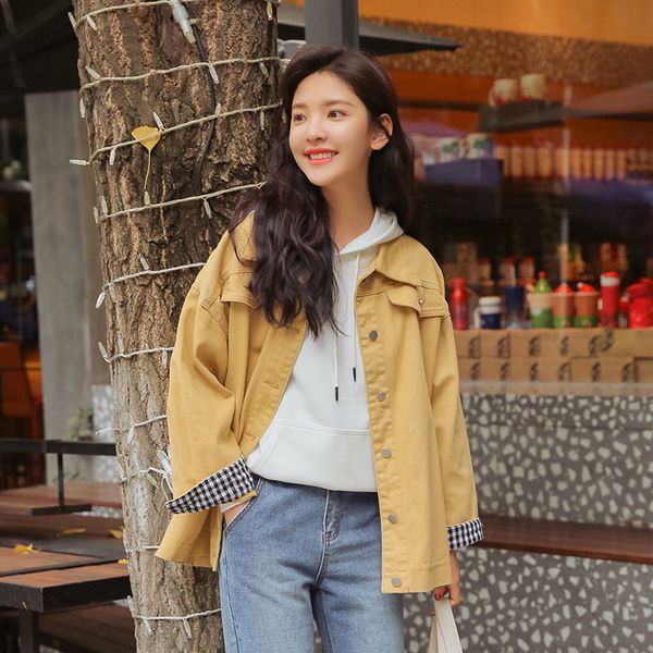 casual jacket for women spring 2019 new chic chic retro school style loose jacket, Black;white