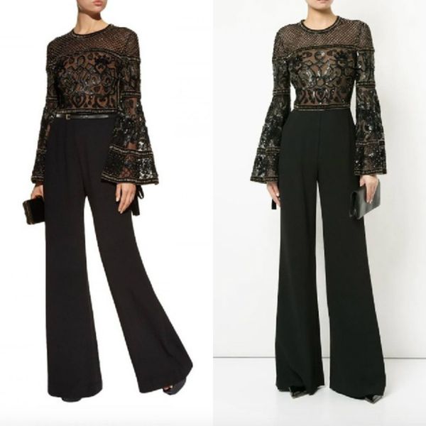 luxury black elie saab 2019 evening dresses jewel neck long sleeve jumpsuits designer prom party gowns lace ankle length carpet dress, Black;red
luxury black elie saab 2019 evening dresses jewel neck long sleeve jumpsuits designer prom party gowns lace ankle length carpet dress, Black;red