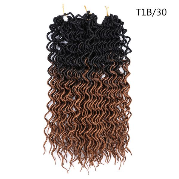 

lans goddess deep faux locs curly crochet braids hair 24roots 18inch ombre synthetic dreadlocks hair extensions 70g/pc for women, Black