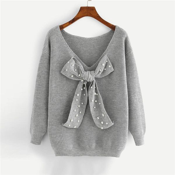 designer sweater sweaters woman grey preppy elegant plus size dropped shoulder bow solid pullovers sweater autumn casual workwear women, White;black
designer sweater sweaters woman grey preppy elegant plus size dropped shoulder bow solid pullovers sweater autumn casual workwear women, White;black